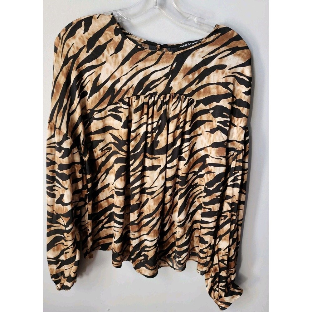 Vintage Andiamo Egypt Top Animal Print Made In Italy Size Medium New Semi Sheer